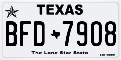 TX license plate BFD7908