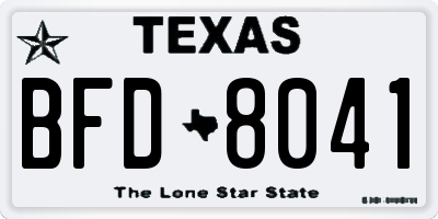 TX license plate BFD8041