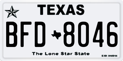 TX license plate BFD8046