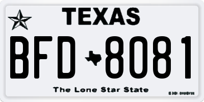TX license plate BFD8081