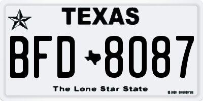 TX license plate BFD8087
