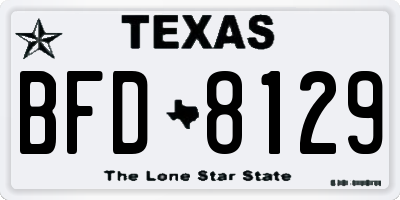 TX license plate BFD8129