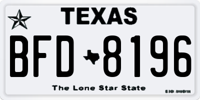 TX license plate BFD8196