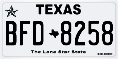 TX license plate BFD8258