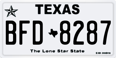 TX license plate BFD8287
