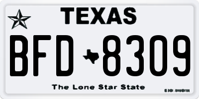 TX license plate BFD8309