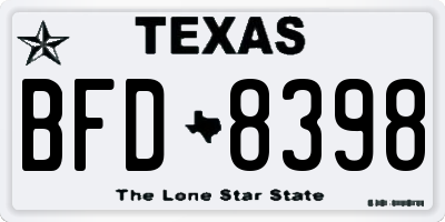 TX license plate BFD8398