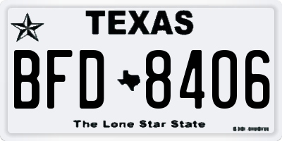 TX license plate BFD8406