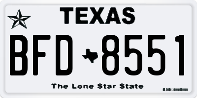 TX license plate BFD8551