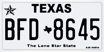 TX license plate BFD8645