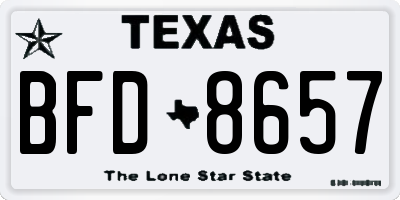 TX license plate BFD8657