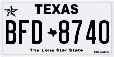 TX license plate BFD8740