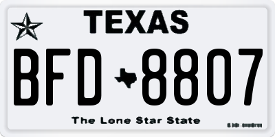 TX license plate BFD8807