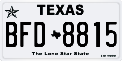TX license plate BFD8815