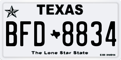 TX license plate BFD8834