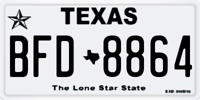 TX license plate BFD8864