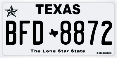TX license plate BFD8872