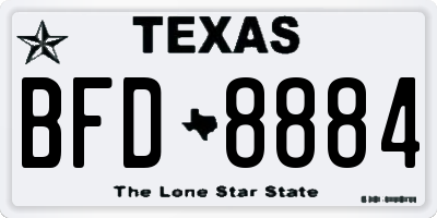 TX license plate BFD8884