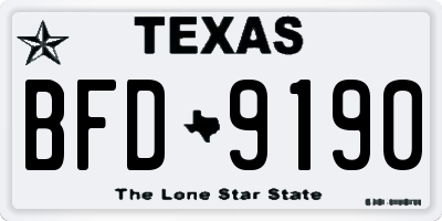 TX license plate BFD9190