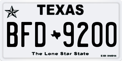 TX license plate BFD9200