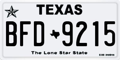 TX license plate BFD9215