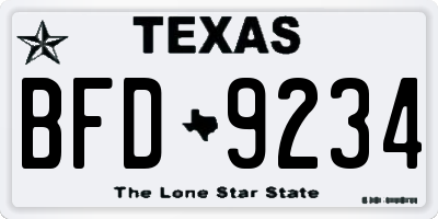 TX license plate BFD9234