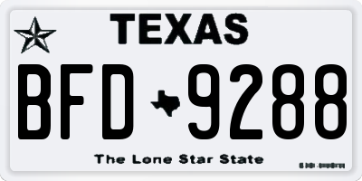 TX license plate BFD9288