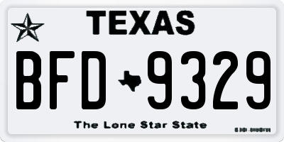 TX license plate BFD9329