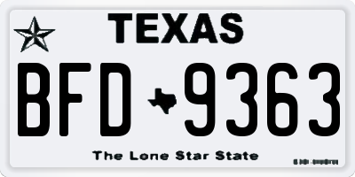 TX license plate BFD9363
