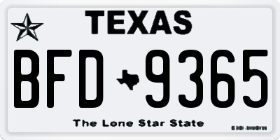 TX license plate BFD9365