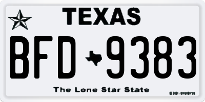 TX license plate BFD9383