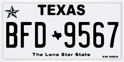 TX license plate BFD9567
