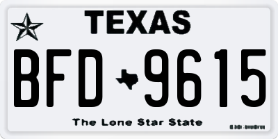TX license plate BFD9615