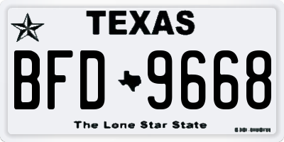 TX license plate BFD9668