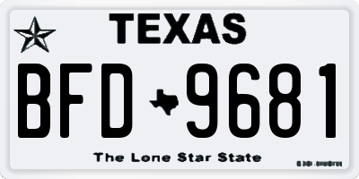 TX license plate BFD9681