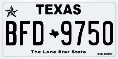 TX license plate BFD9750