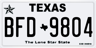 TX license plate BFD9804