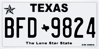 TX license plate BFD9824