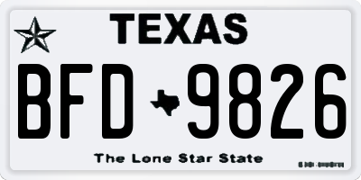 TX license plate BFD9826