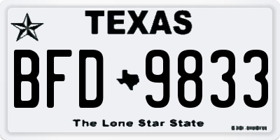TX license plate BFD9833