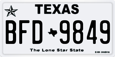 TX license plate BFD9849
