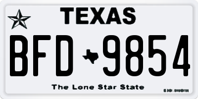 TX license plate BFD9854