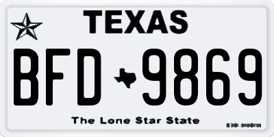 TX license plate BFD9869