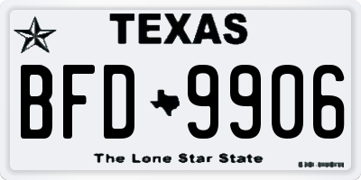 TX license plate BFD9906