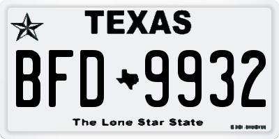 TX license plate BFD9932