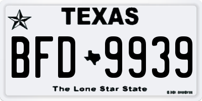 TX license plate BFD9939