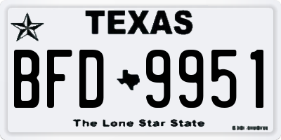 TX license plate BFD9951
