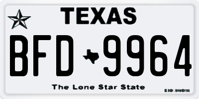 TX license plate BFD9964