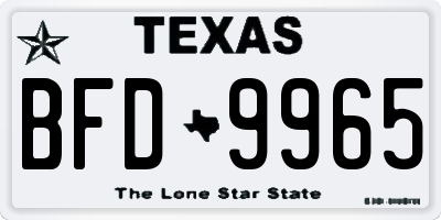 TX license plate BFD9965