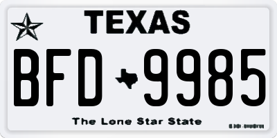 TX license plate BFD9985
